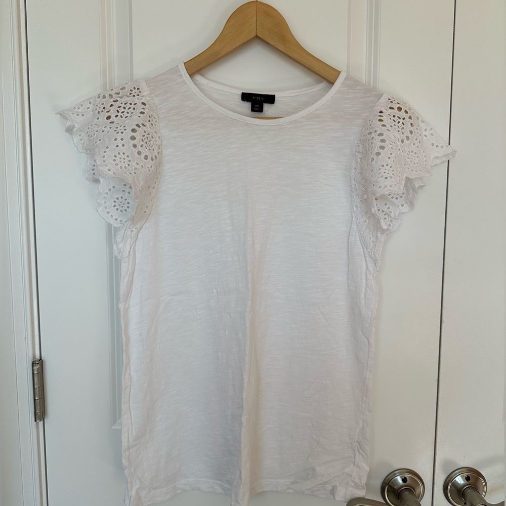 J.Crew Eyelet Lace Sleeve T-Shirt